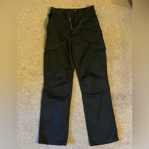 Black cargo pants, ordered online: brand is John Galt, size small